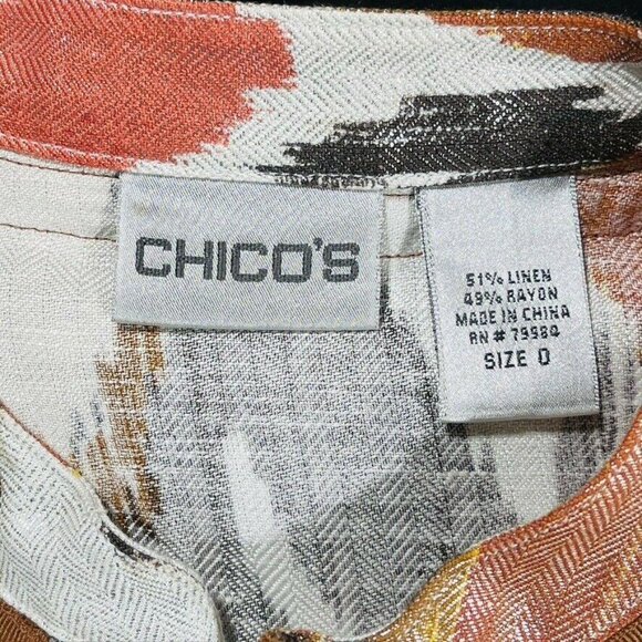 Chico's Ikat Shimmery Linen Jacket Women's Size - Picture 3 of 7